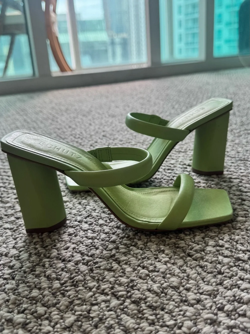 Green Strappy Block Heel Sandal - Women's Fashion